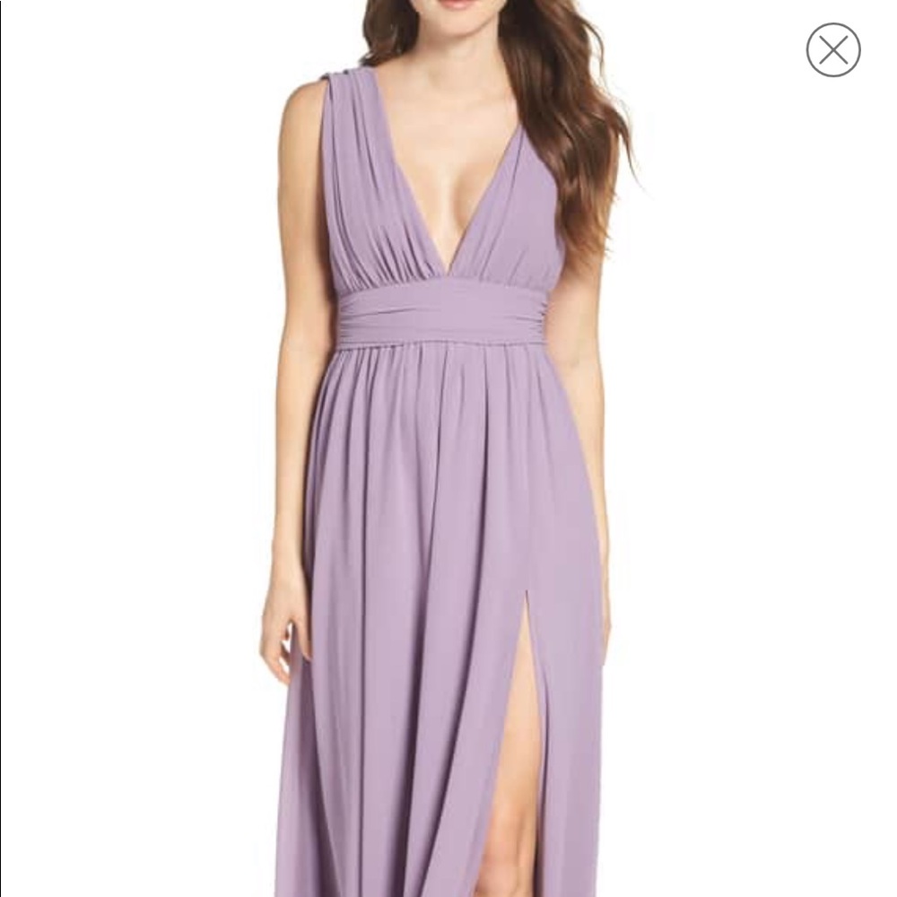 Lulus plunging v neck chiffon gown